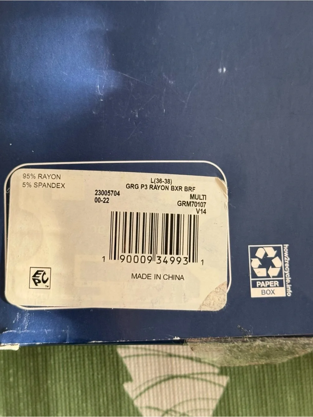 George Men's 3 Pack Rayon Boxer Briefs 6in Stretch Size L 36-38 Green Gray